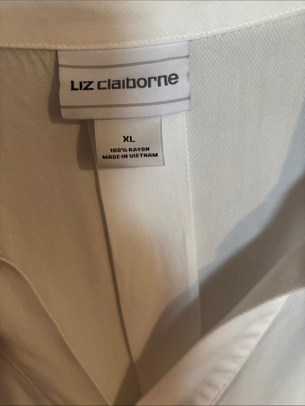 Liz Claiborne White V-Neck Roll-Tab Sleeve Tunic - Picture 2 of 5